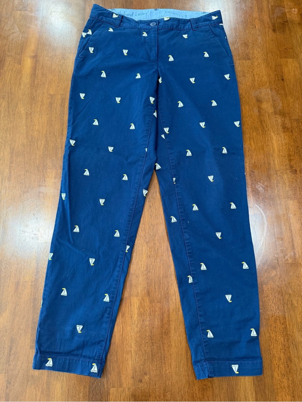 Talbots Navy Sailboat-Embroidered Chinos